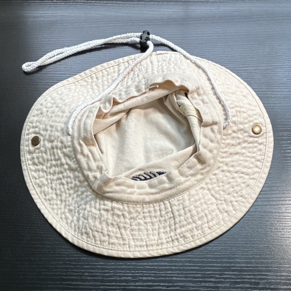 FT. LAUDERDALE, FL Beige Wide Brim Cotton Hat Embroidered Chin Strap Ventilation - Picture 6 of 6